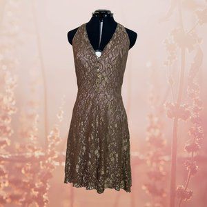 Alexia Admor V-Neck Lace Halter Dress, L